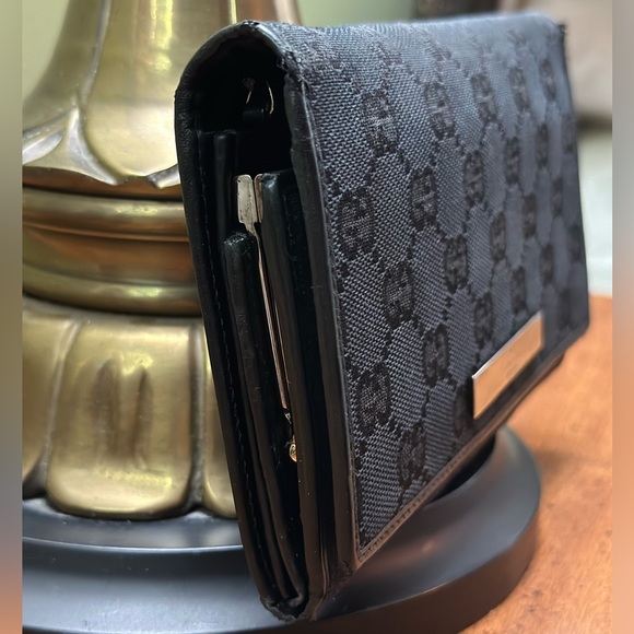 Gucci wallet Black leather and monogram canvas long bifold with COAuthenticity - Picture 5 of 16